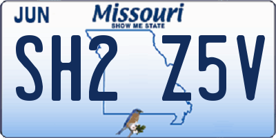 MO license plate SH2Z5V