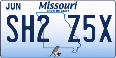 MO license plate SH2Z5X
