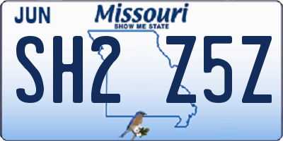 MO license plate SH2Z5Z