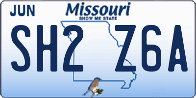 MO license plate SH2Z6A
