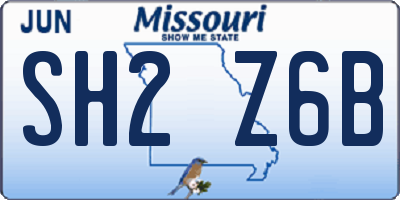 MO license plate SH2Z6B