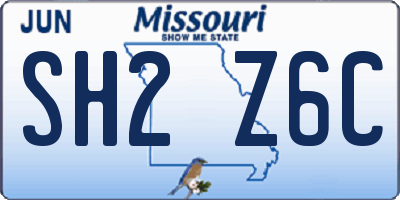 MO license plate SH2Z6C