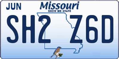 MO license plate SH2Z6D