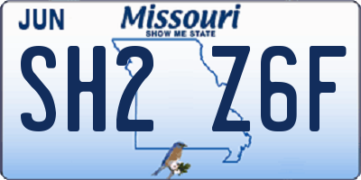 MO license plate SH2Z6F