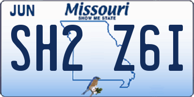 MO license plate SH2Z6I