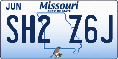 MO license plate SH2Z6J