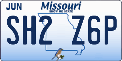 MO license plate SH2Z6P