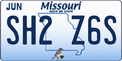 MO license plate SH2Z6S