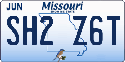 MO license plate SH2Z6T