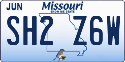 MO license plate SH2Z6W