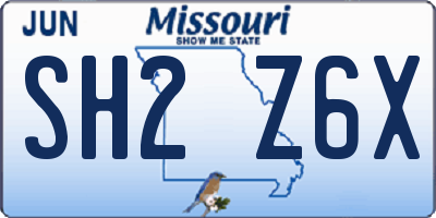 MO license plate SH2Z6X