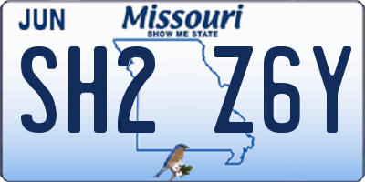 MO license plate SH2Z6Y