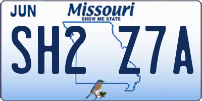 MO license plate SH2Z7A