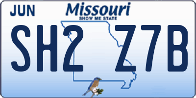 MO license plate SH2Z7B