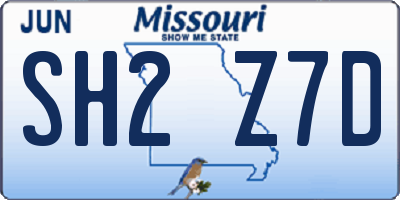 MO license plate SH2Z7D