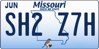 MO license plate SH2Z7H