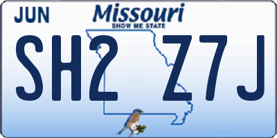 MO license plate SH2Z7J
