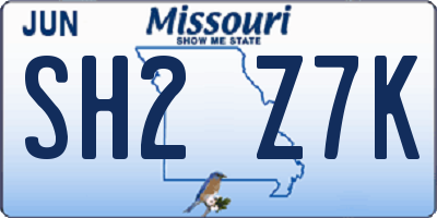 MO license plate SH2Z7K