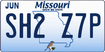 MO license plate SH2Z7P