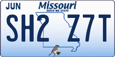 MO license plate SH2Z7T