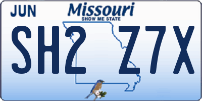 MO license plate SH2Z7X