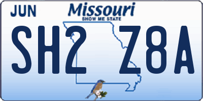 MO license plate SH2Z8A