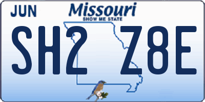 MO license plate SH2Z8E