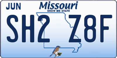 MO license plate SH2Z8F