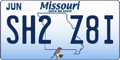 MO license plate SH2Z8I