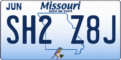 MO license plate SH2Z8J