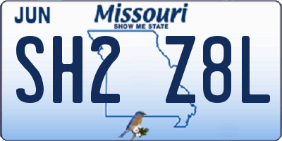 MO license plate SH2Z8L