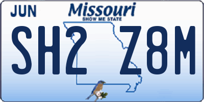 MO license plate SH2Z8M
