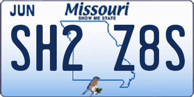 MO license plate SH2Z8S