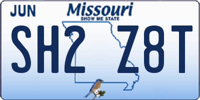 MO license plate SH2Z8T
