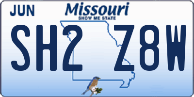 MO license plate SH2Z8W