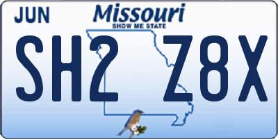 MO license plate SH2Z8X