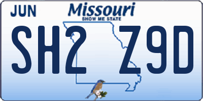 MO license plate SH2Z9D