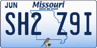 MO license plate SH2Z9I