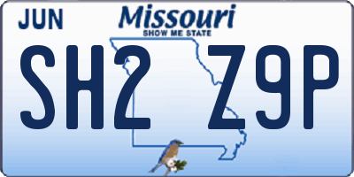 MO license plate SH2Z9P