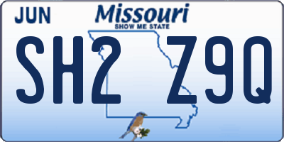 MO license plate SH2Z9Q