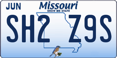 MO license plate SH2Z9S