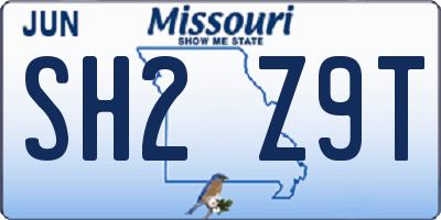 MO license plate SH2Z9T