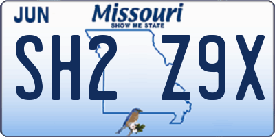 MO license plate SH2Z9X