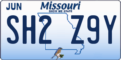 MO license plate SH2Z9Y
