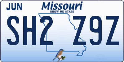 MO license plate SH2Z9Z
