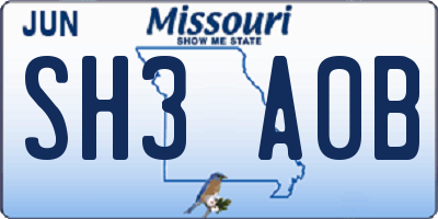 MO license plate SH3A0B