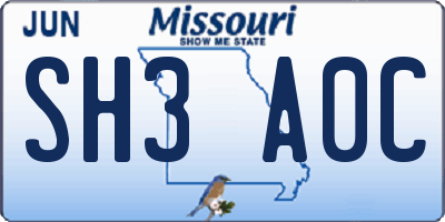 MO license plate SH3A0C