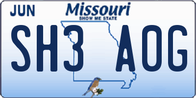 MO license plate SH3A0G