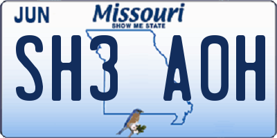 MO license plate SH3A0H