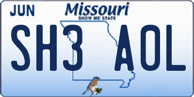 MO license plate SH3A0L